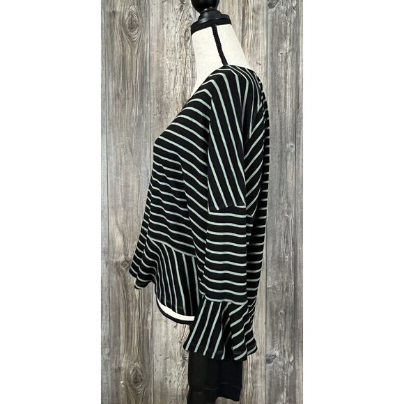 We The Free Blouse Black/Grey Stripe Over-Sized, Relaxed, Boxy, Boho, Size Large - Picture 4 of 9